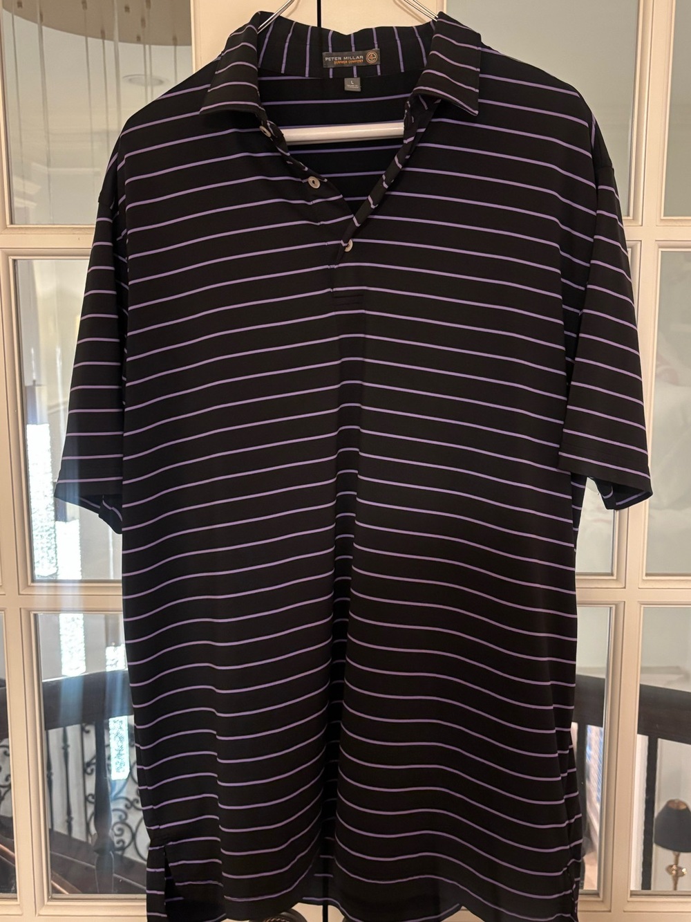Peter Millar Men’s Black & Purple Stripe Polo Shirt